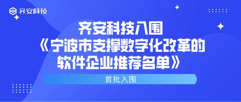 共建數字寧波 齊安科技首批入圍 寧波市支撐數字化改革的軟件企業推薦名單